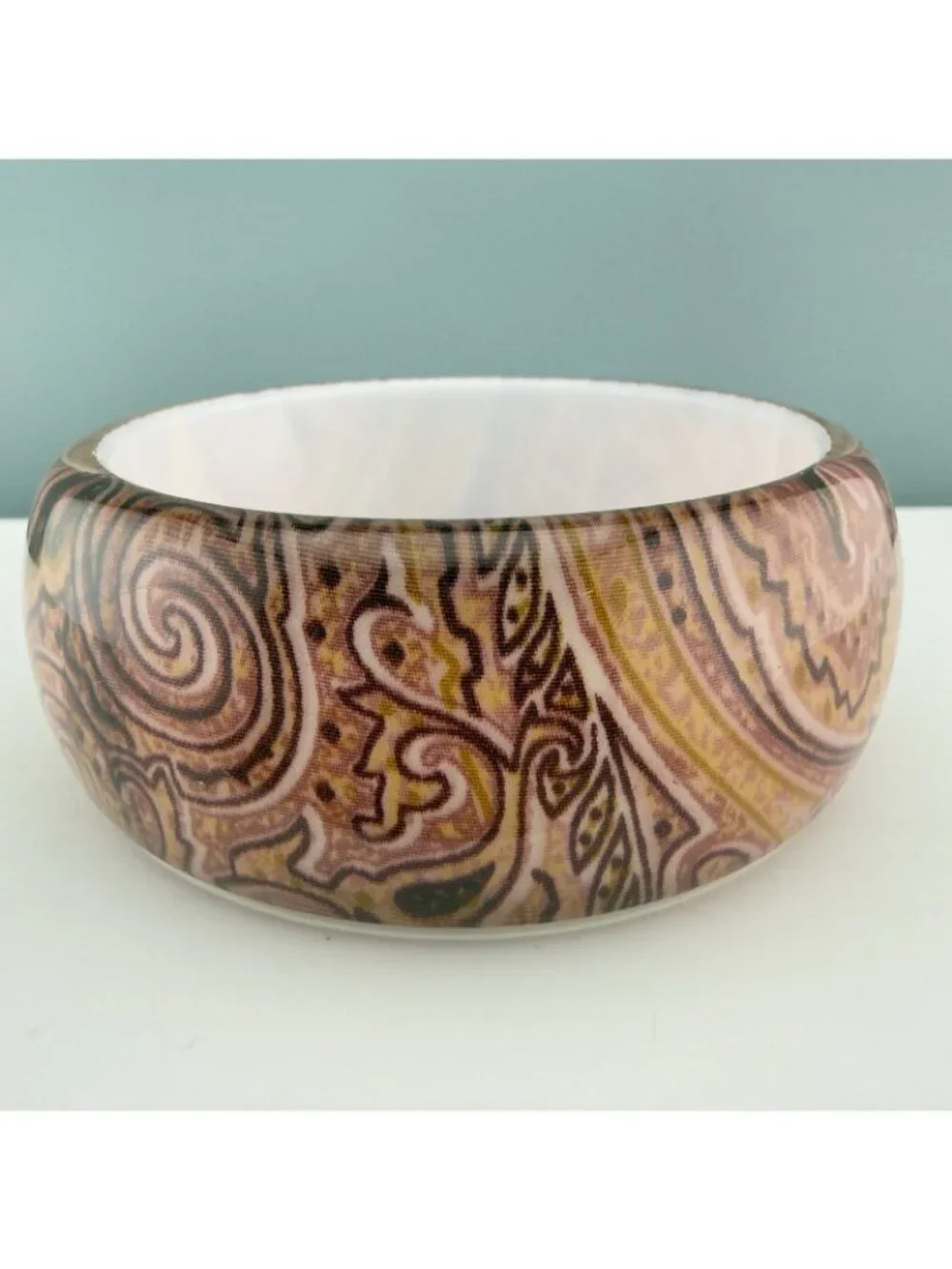 Bangle Bracelet Paisley Chunky Wide Fall Autumn Colors Brown Red